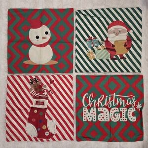 Festive Christmas Pillow Covers Set - Red and Green, 18x18
